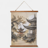 Buddhistischer Tempel Wandteppich Mit Holzrahmen (Vorderseite)