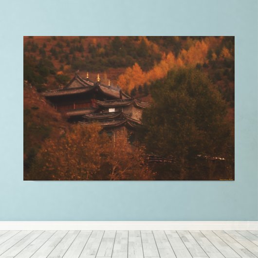 Buddhistischer Tempel Wrapped Canvas Leinwanddruck (Insitu (Holzboden))