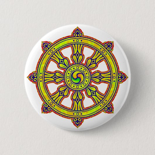 Buddhistisches Dharma Chakra Button (Vorderseite)
