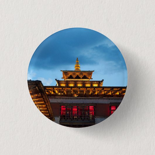 Buddhistisches Dzong-Dach Button (Vorderseite)