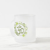 Buddhistisches grünes Blumenom Mattglastasse (Vorderseite Links)