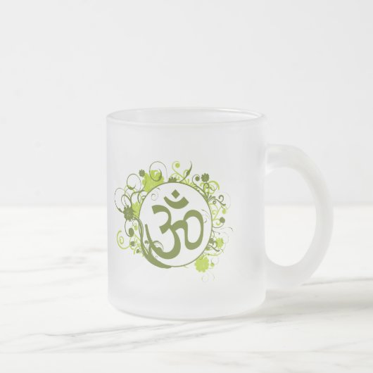 Buddhistisches grünes Blumenom Mattglastasse (Rechts)