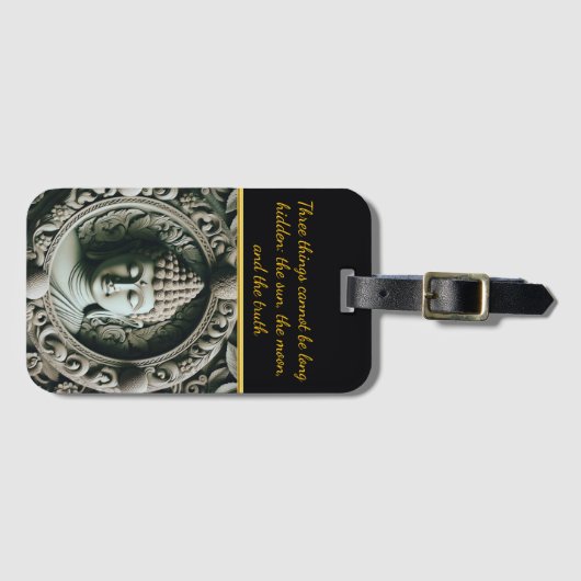 Buddhistisches Leaf und orb Carving AI Gepäckanhänger (Vorderseite (Horizontal))