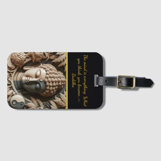 Buddhistisches Leaf und orb Carving AI Gepäckanhänger (Vorderseite (Horizontal))