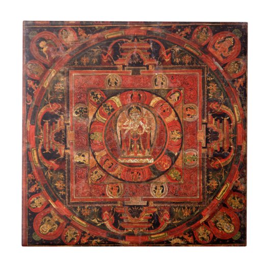 Buddhistisches Mandala des Mitgefühls Fliese (Vorderseite)