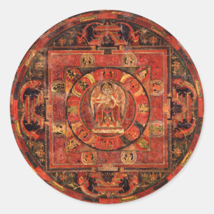 Buddhistisches Mandala des Mitgefühls Runder Aufkleber