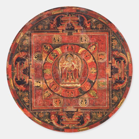 Buddhistisches Mandala des Mitgefühls Runder Aufkleber (Vorderseite)