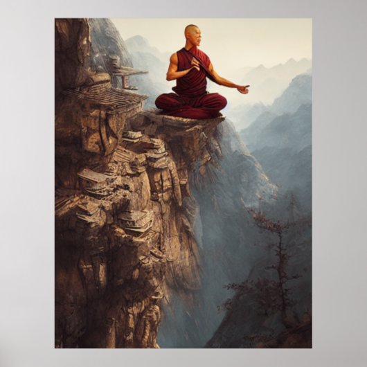 Buddhistisches Monk-Meditierungspapier Poster (Vorne)