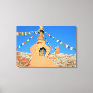 Buddhistisches stupa in den roten Felsen wickelte Leinwanddruck