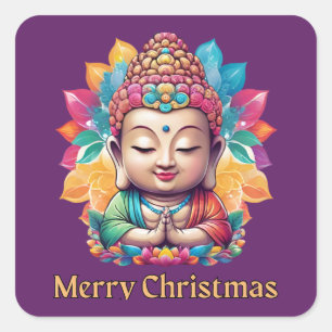 Buddhistisches Weihnachten Quadratischer Aufkleber