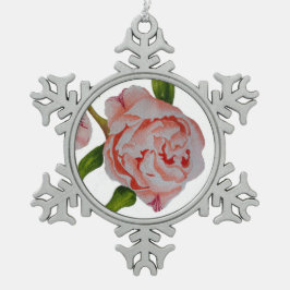 Buddies Peonys auf Zwergschneeflocken Schneeflocken Zinn-Ornament