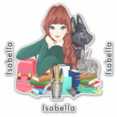 Buddies Schule Furry Friends Add Name, ZKOA Aufkleber (Vorderseite)