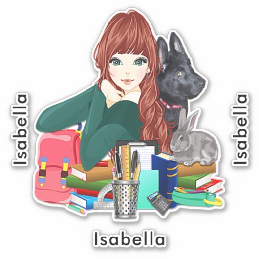 Buddies Schule Furry Friends Add Name, ZKOA Aufkleber (Vorderseite)