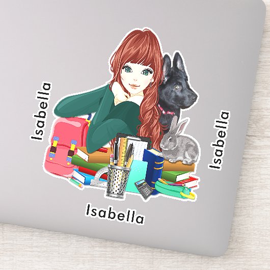 Buddies Schule Furry Friends Add Name, ZKOA Aufkleber (Detail)