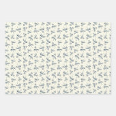 Budding Blue Branches auf Creme - nahtloses Muster Geschenkpapier Set (Vorderseite 3)