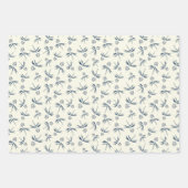 Budding Blue Branches auf Creme - nahtloses Muster Geschenkpapier Set (Vorderseite)