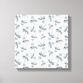 Budding Blue Branches auf Creme - nahtloses Muster Leinwanddruck