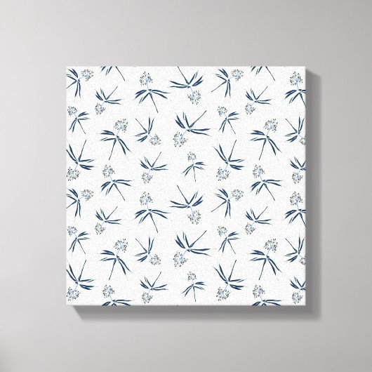 Budding Blue Branches auf Creme - nahtloses Muster Leinwanddruck (Vorderseite)