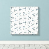 Budding Blue Branches auf Creme - nahtloses Muster Leinwanddruck (Insitu (Holzboden))