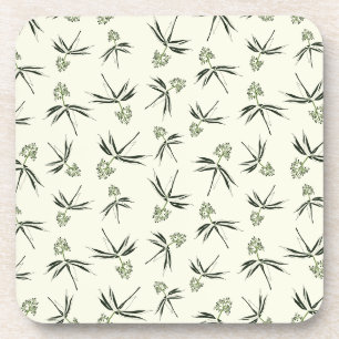 Budding Green Branches on cream - seamless pattern Getränkeuntersetzer