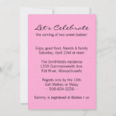 Budding Twins Baby Dusche Pink Tulip Einladung (Rückseite)