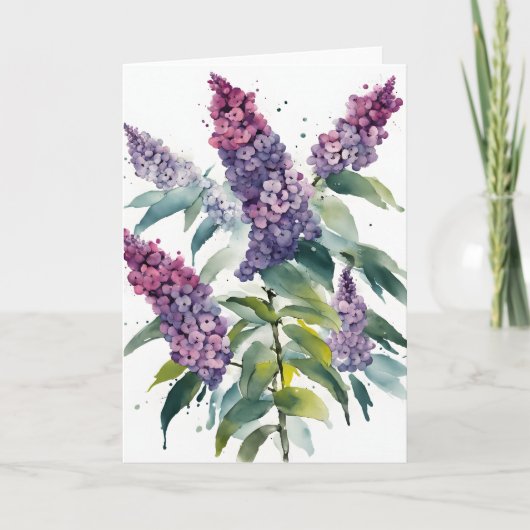 Buddleia - Watercolor flowers Karte (Vorderseite)