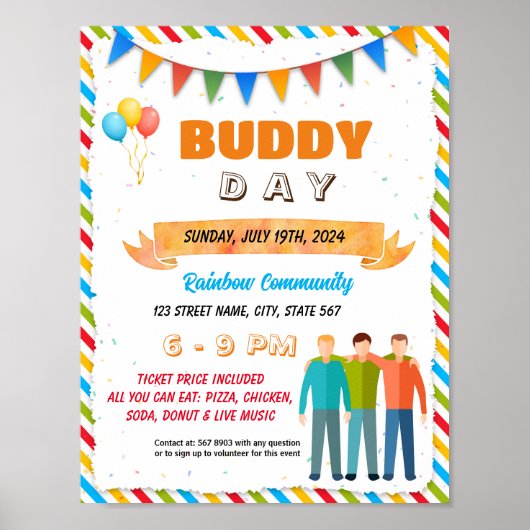 Buddy Day Event Flyer Plakatvorlage Poster (Vorne)