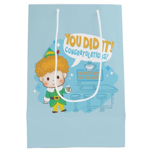 Buddy den Elf, du hast es getan! Herzlichen Glückw Mittlere Geschenktüte (Rückseite)