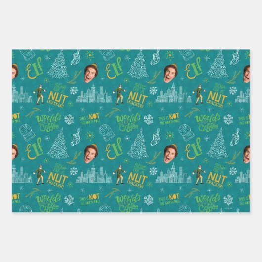 Buddy der Elf Aquamarines Zitatsmuster Geschenkpapier Set (Vorderseite 2)