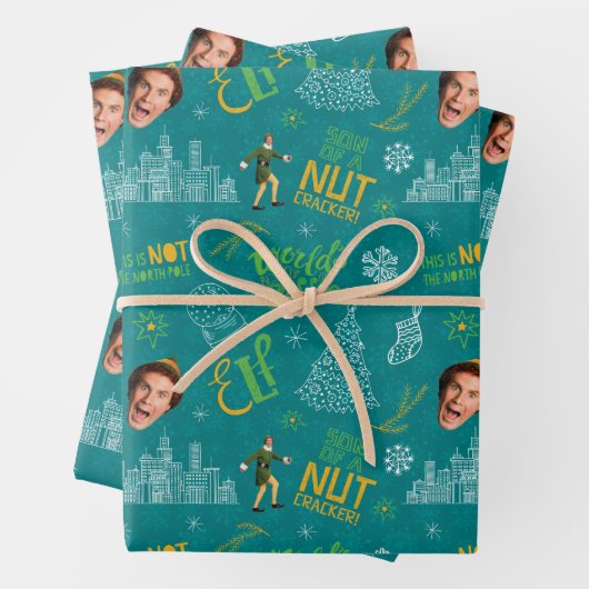 Buddy der Elf Aquamarines Zitatsmuster Geschenkpapier Set (Beispiel)