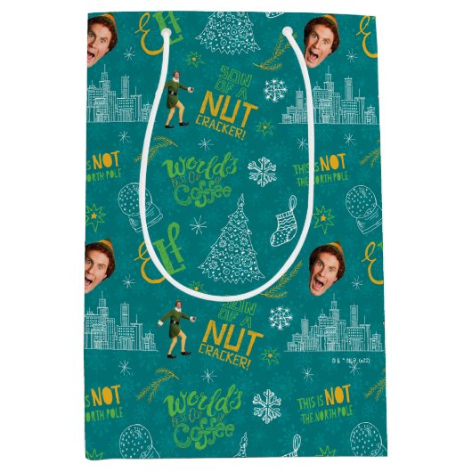 Buddy der Elf Aquamarines Zitatsmuster Mittlere Geschenktüte (Vorderseite)