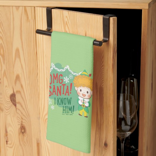 Buddy der Elf OMG Santa! Ich kenne ihn! Geschirrtuch (Drittel gefaltet)