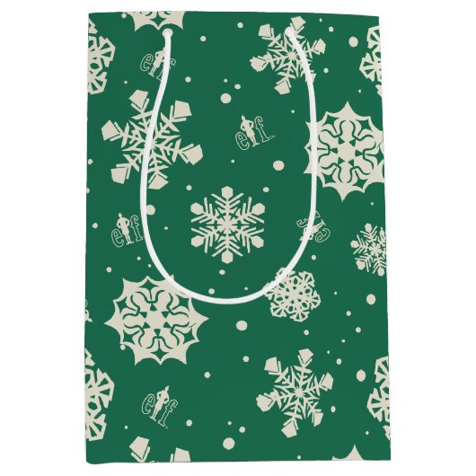 Buddy Elf Snowflake Muster Mittlere Geschenktüte (Vorderseite)