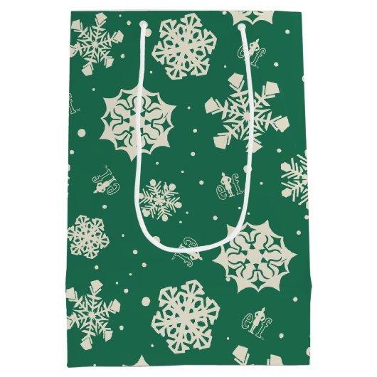 Buddy Elf Snowflake Muster Mittlere Geschenktüte (Rückseite)