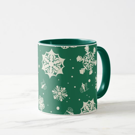Buddy Elf Snowflake Muster Tasse (VorderseiteRechts)
