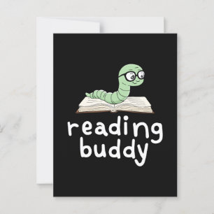 Buddy Niedlich Bookworm mit Buch lesen Postkarte