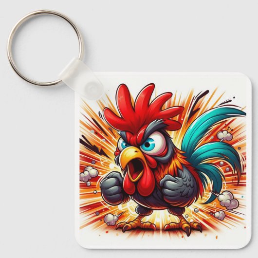 "Buddy Rooster" Double Sided Aluminum Keychain Schlüsselanhänger (Vorderseite)