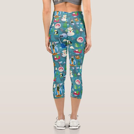 Buddy the Elf and Characters Aquamarin Pattern Capri Leggings (Rückseite)