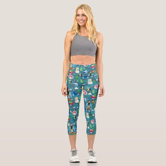 Buddy the Elf and Characters Aquamarin Pattern Capri Leggings (Vorderseite)