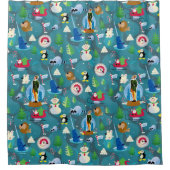 Buddy the Elf and Characters Aquamarin Pattern Duschvorhang (Vorderseite)
