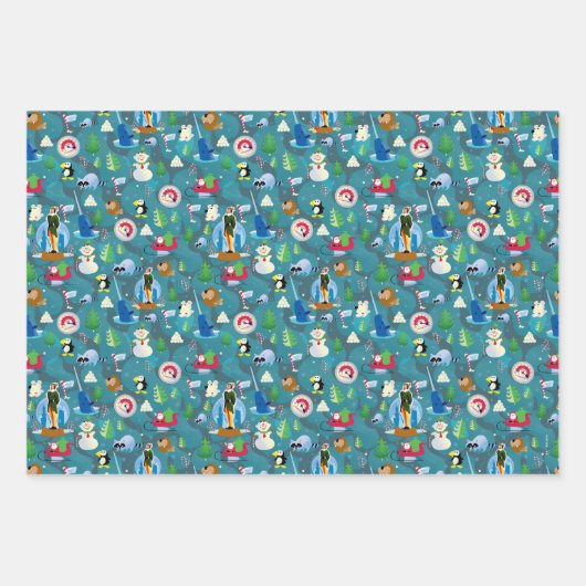 Buddy the Elf and Characters Aquamarin Pattern Geschenkpapier Set (Vorderseite 2)