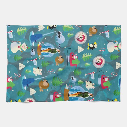 Buddy the Elf and Characters Aquamarin Pattern Geschirrtuch (Horizontal)