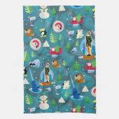 Buddy the Elf and Characters Aquamarin Pattern Geschirrtuch (Vertikal)