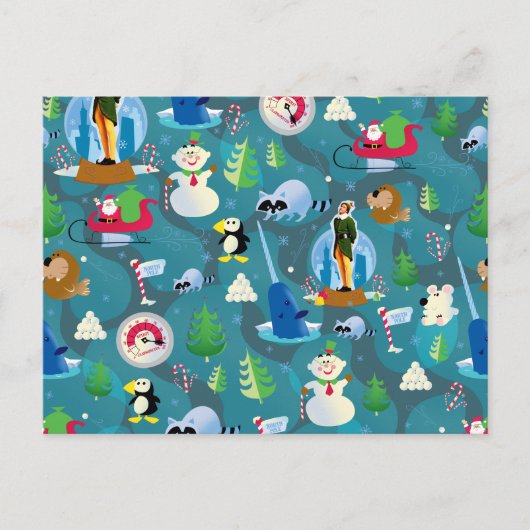 Buddy the Elf and Characters Aquamarin Pattern Postkarte (Vorderseite)