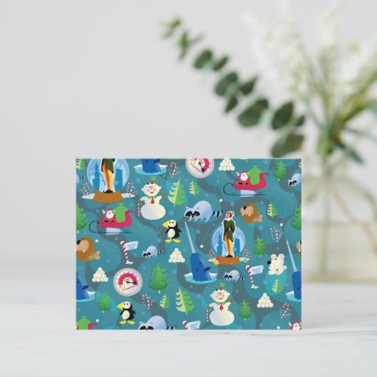 Buddy the Elf and Characters Aquamarin Pattern Postkarte (Stehend Vorderseite)
