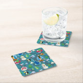 Buddy the Elf and Characters Aquamarin Pattern Rechteckiger Pappuntersetzer (Vor Ort)