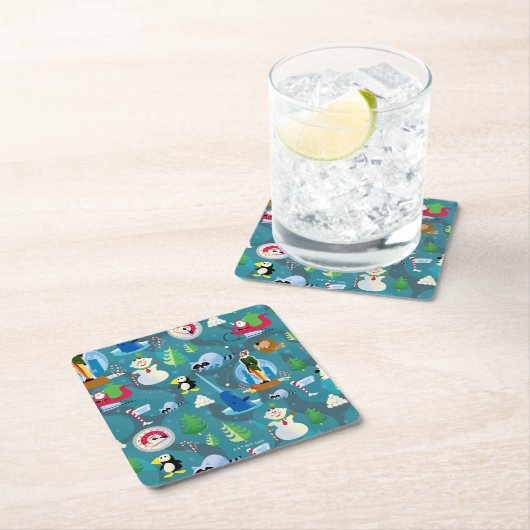 Buddy the Elf and Characters Aquamarin Pattern Rechteckiger Pappuntersetzer (Vor Ort)