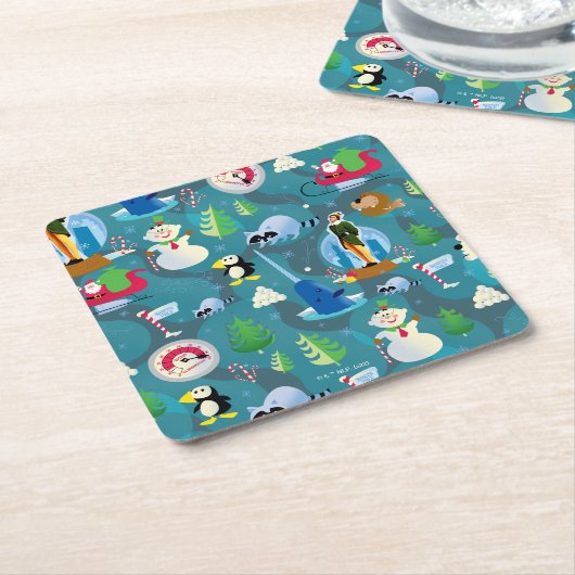 Buddy the Elf and Characters Aquamarin Pattern Rechteckiger Pappuntersetzer (angewinkelt)