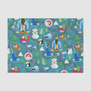 Buddy the Elf and Characters Aquamarin Pattern Seidenpapier