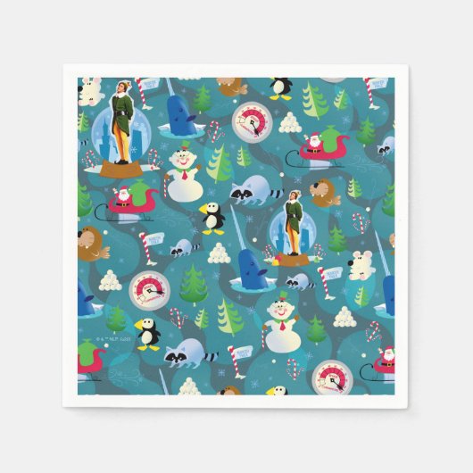Buddy the Elf and Characters Aquamarin Pattern Serviette (Vorderseite)